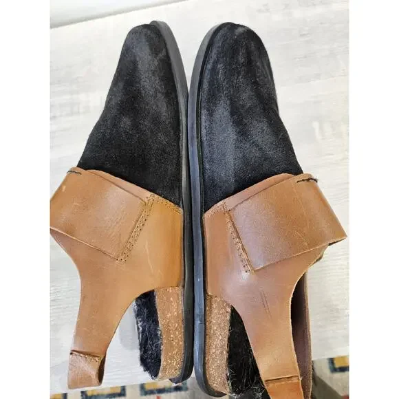 Free People Seattle Slingback Black + Brown Buckle Suede Size 38 US W 7.5 - Picture 6 of 9